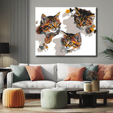 Painting by numbers art 3d three cats in the wall and looking at each other